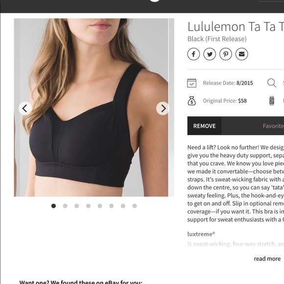 lululemon athletica Other - Lululemon Ta Ta Tamer III Black 38DD